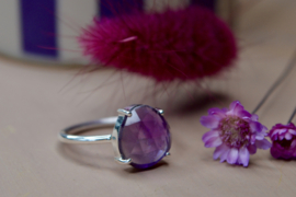Faceted Amethyst Ring Sterling Silver