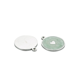 Ronde Bedel met Hartje RVS Zilver