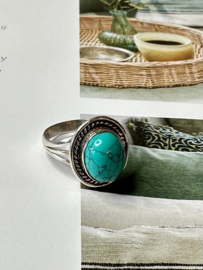 Tibetan Turquoise Ring Sterling Silver