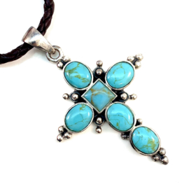 Turquoise Cross Sterling Silver Necklace