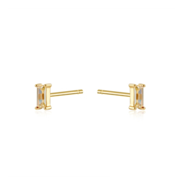 Retangle Champagne Zircon Studs Gold Vermeil Oorstekers