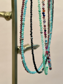 Multi Color Stone Necklace Sterling Silver