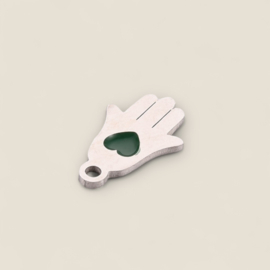 Hand Bedel met Hartje RVS Zilver