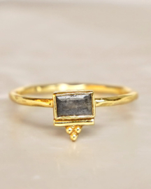 Square Dotted Labradorite Ring Gold Vermeil / Muja Juma