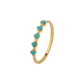 Turquoise 5-Stone Ring Gold Vermeil