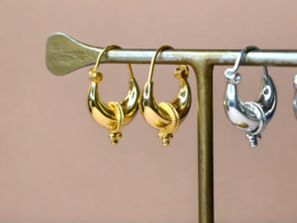 Dotted Stripe Hoops Gold Vermeil
