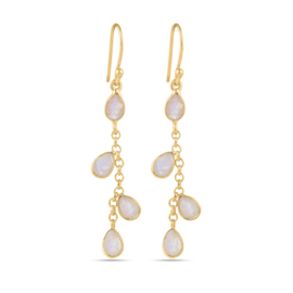 Moonstone Gold Vermeil Chain Earrings / Edelsteen Oorbellen