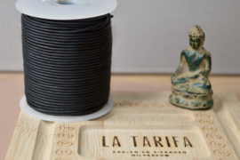 Rond Leer 1.5 mm Mat Zwart (per mtr)