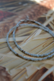 Aquamarine Beaded Sterling Silver Necklace