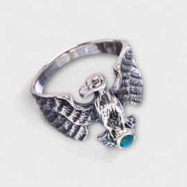 Spirit Eagle Turquoise Ring Sterling Silver