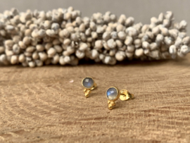 Labradorite 3-Dots Studs Gold Vermeil Oorstekers