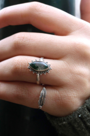 Sunny Marquise Moss Agate Ring Sterling Silver