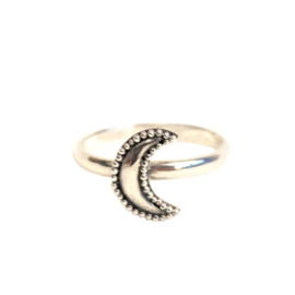 Dotted Moon Ring Sterling Silver