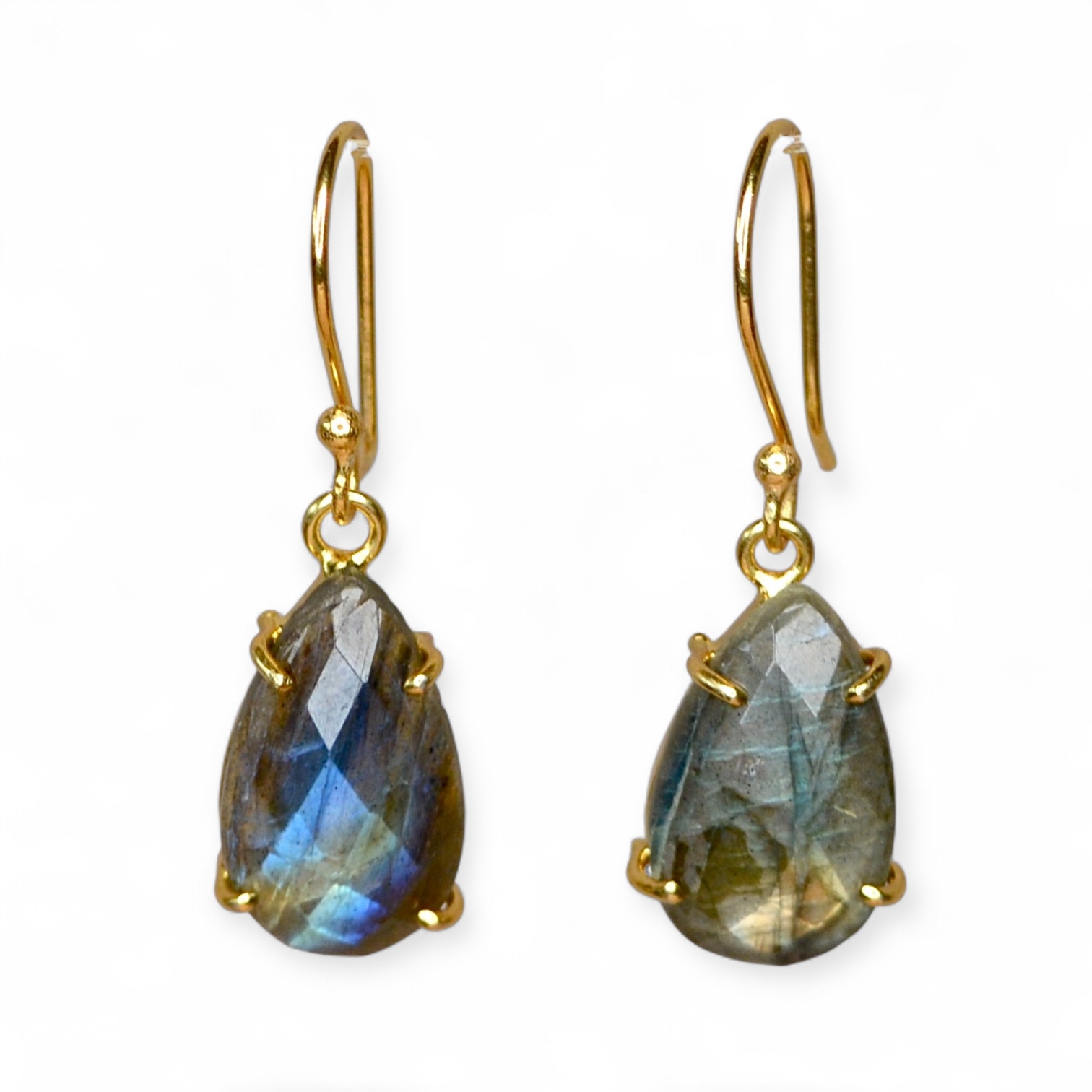 Kiran Dust Labradorite Earrings Gold Plated