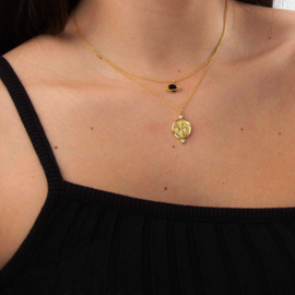 Saturn Black Necklace Gold Vermeil