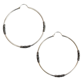 Large Bali Hoops Sterling Silver Oorbellen