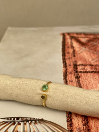 Nefrite/ Labradorite Two Stone Ring Gold Vermeil / Muja Juma