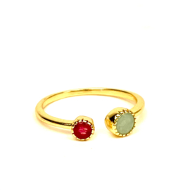 Amazonite/ Ruby Two Stone Ring Gold Vermeil / Muja Juma