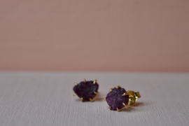 Rocky Granaat Oorstekers - Gold Vermeil