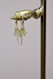 Feather Hoop Earrings - Zirconia - Gold Vermeil Oorbellen