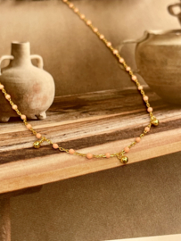 Pink Beads Gold Vermeil Rosaria Necklace