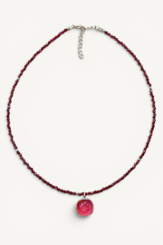 Granaat en Roze Toermalijn Ketting - Sterling Zilver