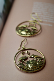 Crane Love Earrings Brass