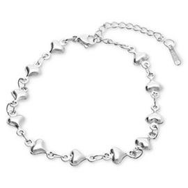 Chained Heart Armband - Stainless Steel Zilver