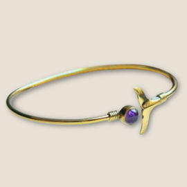 Whale Tail Amethyst Bangle Brass