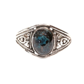 Oval Chrysocolla Filigree Ring Sterling Silver