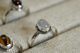 Braided Oval Rose Quartz Ring Sterling Silver