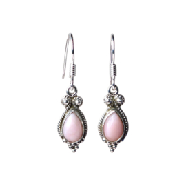 Pink Opal Earrings Sterling Silver