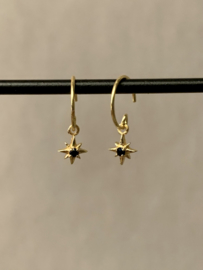 Hanging Star Black Agate Gold Vermeil Earrings / Muja Juma