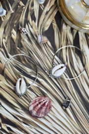 Circle Cowrie Shell Earrings /Sterling Silver