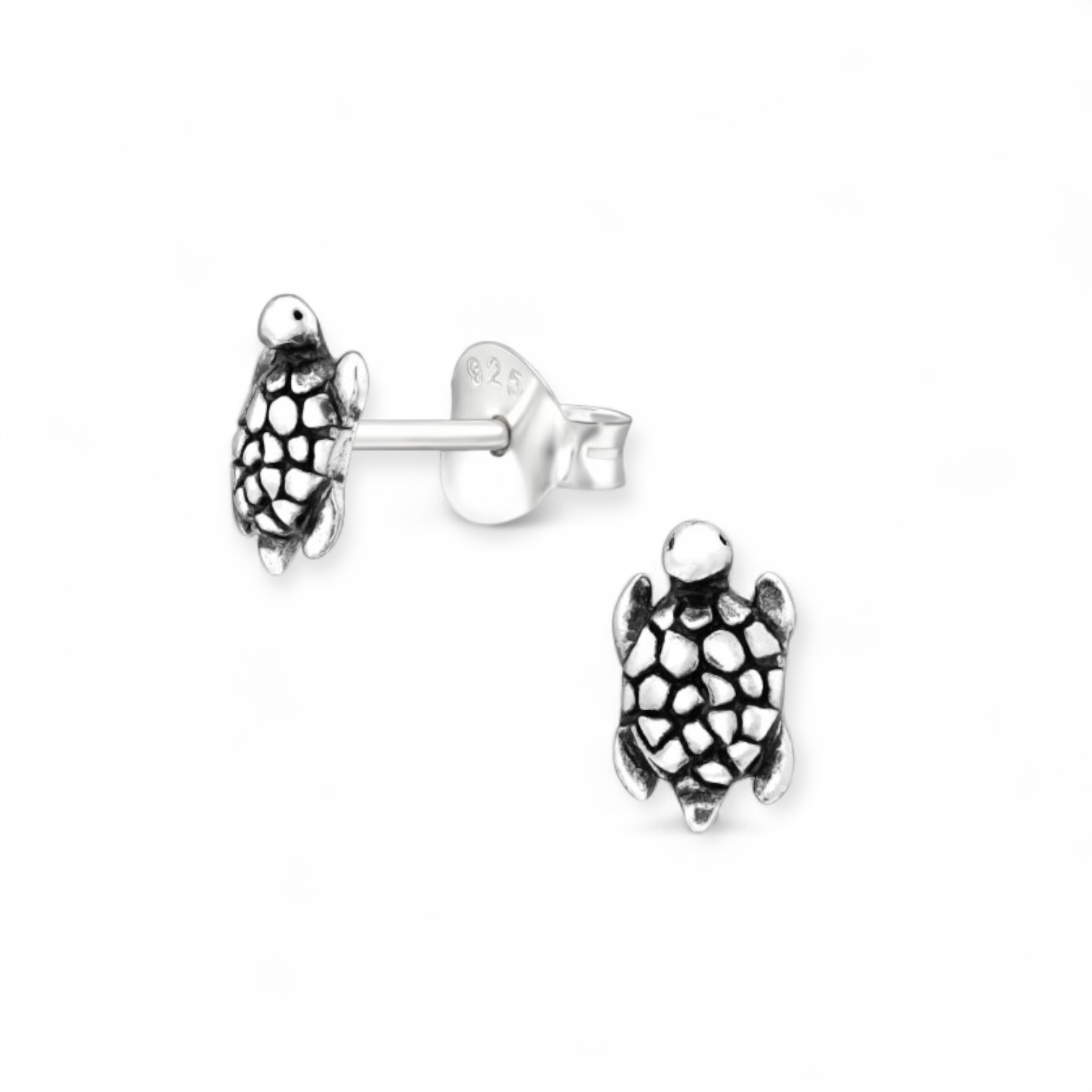 Tiny Turtle Ear Studs Sterling Silver