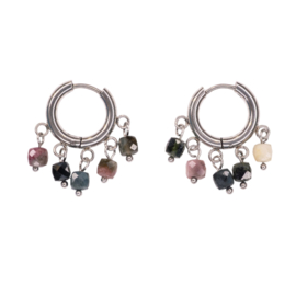 Tourmaline Gypsy Stainless Steel Hoops