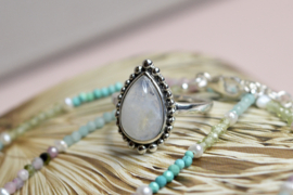 Moonstone Drop Ring Sterling Silver