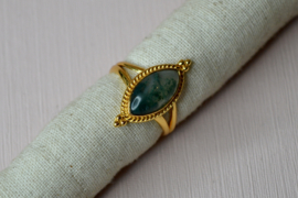 Moss Agate Star Gazer Ring Gold Vermeil