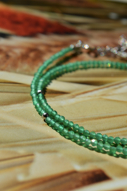 Green Onyx Beaded Sterling Silver Necklace