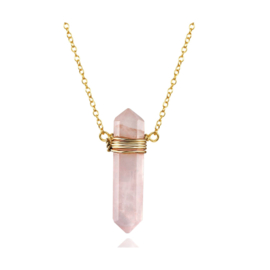 Bullet Rose Quartz Gold Vermeil Necklace