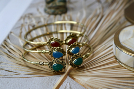 Blue Chalcedony Bangle Brass