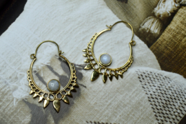 Bohemian Maansteen Oorbellen - Brass