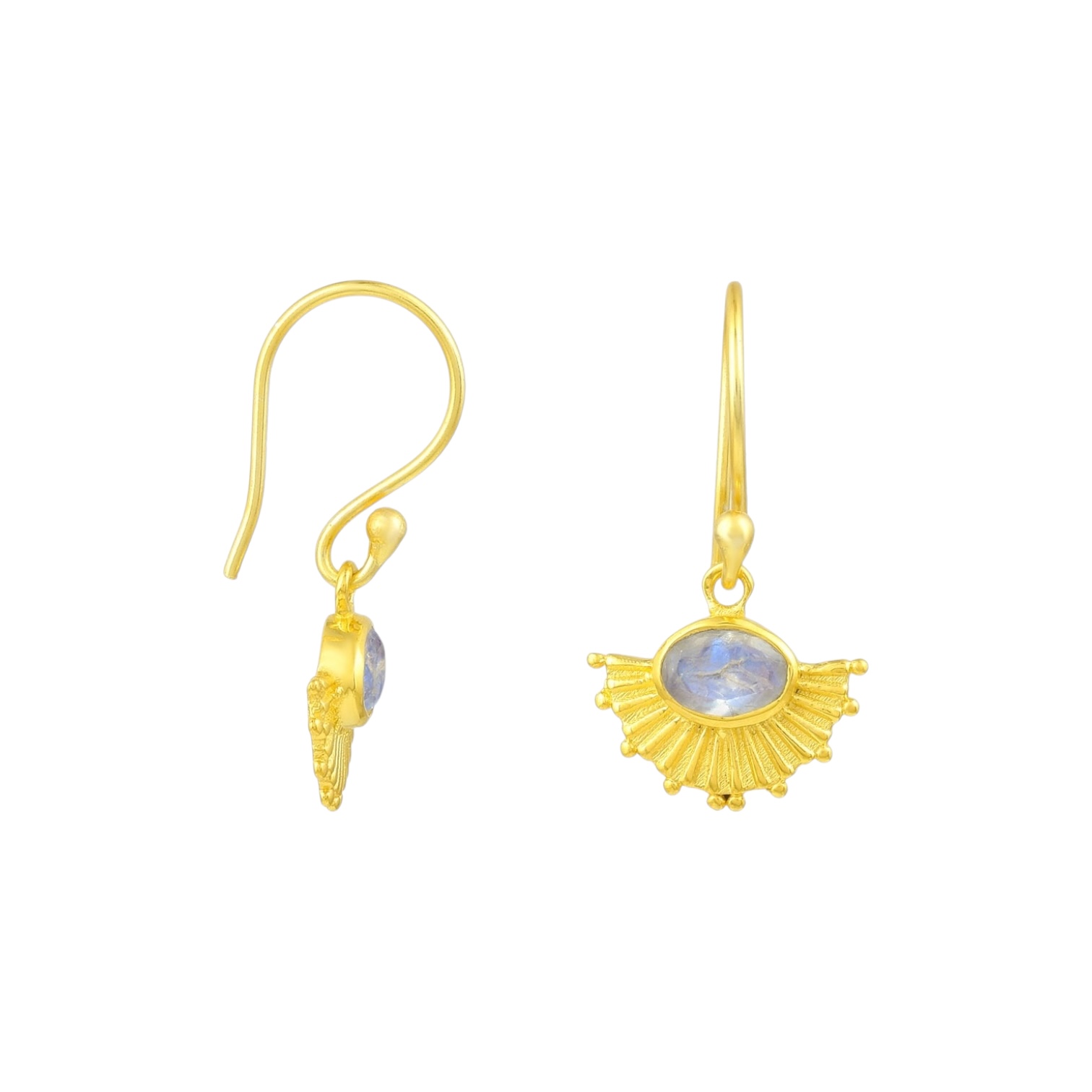 Moonstone Fan Earrings Gold Plated