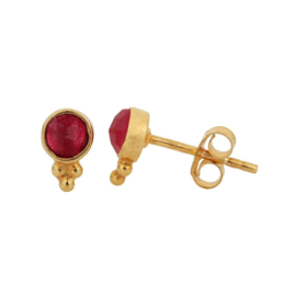 Ruby 3-Dots Studs Gold Vermeil Oorstekers