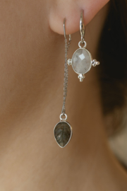 Sona Rani Maansteen Oorbellen - Silver Plated