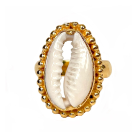 Cowrie Shell Ring Gold Vermeil