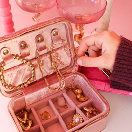 Sieradendoos Velvet Vintage Roze