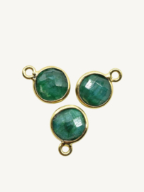 Groene Natuursteen Bedel - Gold Plated