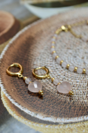 Rozenkwarts Amore Oorbellen - Gold Plated