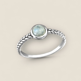 Moonstone Braided Ring Sterling Silver